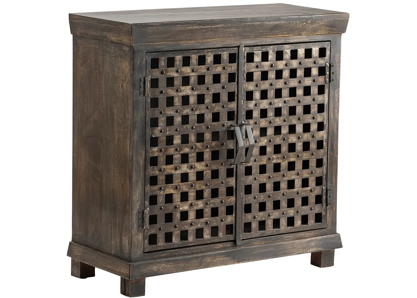 Crestview Collection Bengal Manor 36" Wide Mango Wood and Iron Lattice Cabinet
